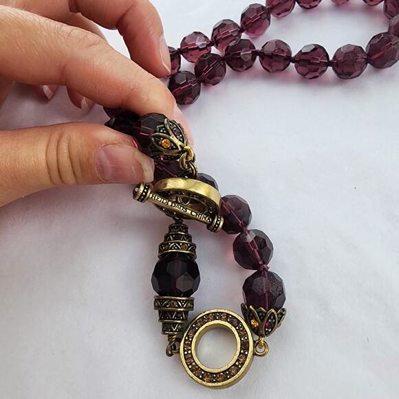 HEIDI DAUS Long Purple Crystal Beaded Formal Necklace Retired 24" Layering - Picture 4 of 8